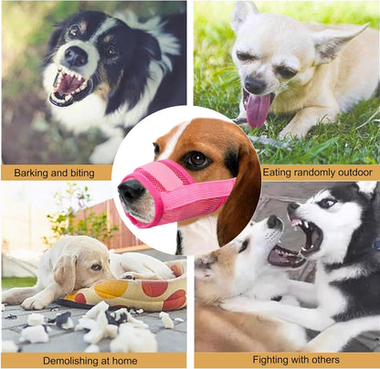 Dog Muzzle,Soft Mesh Dog Muzzles Dogs, Breathable Adjustable Loop Pets Muzzle to Prevent Biting Barking and Chewing, Ideal for Training, Grooming & Daily Use (Pink, 2#M)