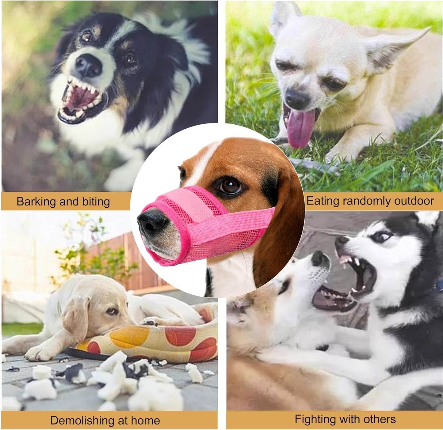 Dog Muzzle,Soft Mesh Dog Muzzles Dogs, Breathable Adjustable Loop Pets Muzzle to Prevent Biting Barking and Chewing, Ideal for Training, Grooming & Daily Use (Pink, 3#L)