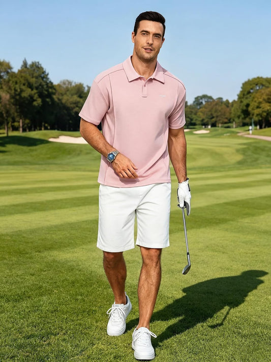 Lexiart Men's Golf Polo Loose Fit Midweight Short Sleeve Moisture Wicking Collared Shirt M-3XL