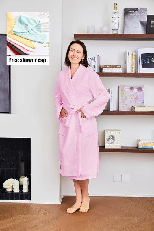 Kimono Lightweight Bathrobe for Women Terry Cloth Robes Microfiber Knee Length Towel Bathrobe
