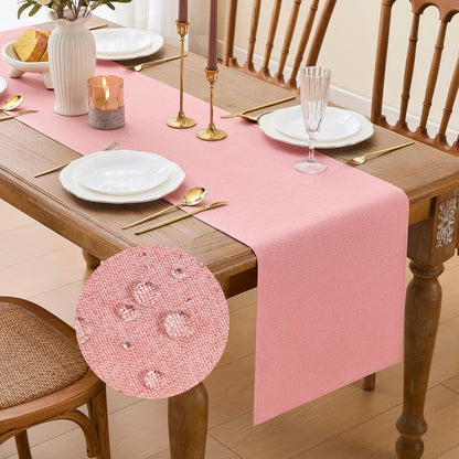 YATOJUZI Pink Table Runner Valentines Day Seasonal Summer Kitchen Dining Coffee Table Decoration 72 Inches Long Waterproof Farmhouse Rustic Table Runner Pink Home Wedding Party Decor 16x72Inch