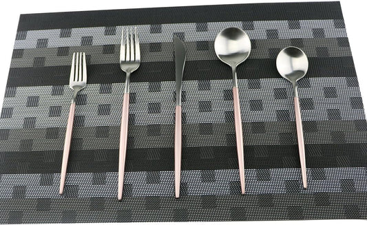 Flatware Set 18/10 Stainless Steel Matte Pink - Kitchen Utensil Serving Set of Dinner Fork Knife Spoons Salad Fork Dessert Spoon,20 Piece Set of 4, for Home Kitchen Restaurant Hotel (Pink)