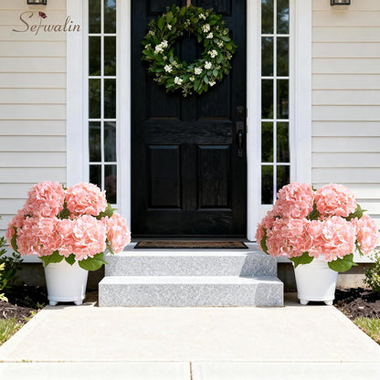 Serwalin 𝟱𝙋𝘾𝙎 3D Real Touch Hydrangea Artificial Flowers, 20in Lifelike Pink Latex Fake Hydrangea Flowers for Wedding Office Family Party Living Room Table Decoration (Pink)