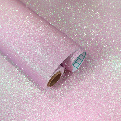 Holographic Pink Glitter Wallpaper Stick and Peel Sparkle Glitter Contact Paper for Girls Drawer Desk Shelves Fridge Thick Fabric Wrap Self Adhesive Removable Pink Wall Paper 15.7"x118"