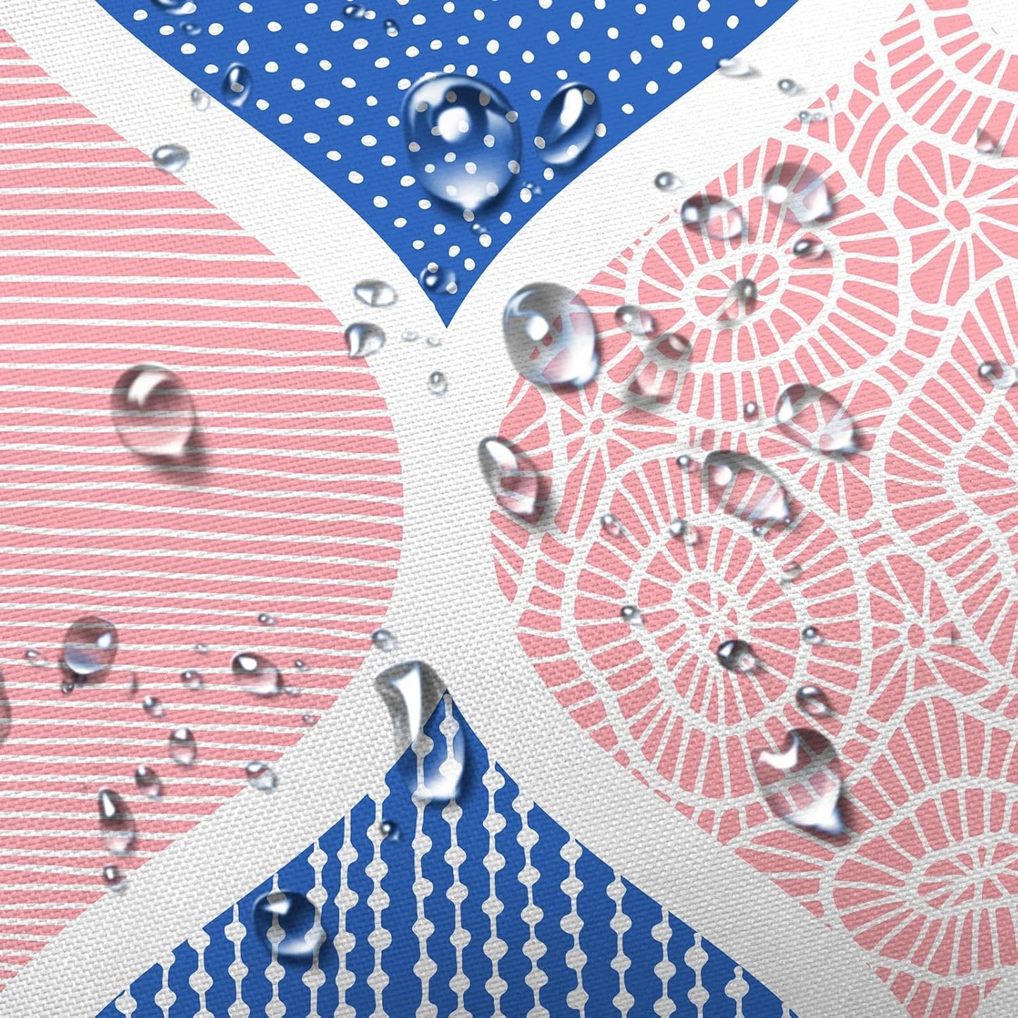 JAWO Blue and Pink Shower Curtain for Bathroom, Light Blue White Dark Pink Bohemian Chic Geometric Pattern Fabric Shower Curtains Set, Modern Paisley Restroom Decor Accessories with Hooks 72X75Inches