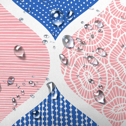 JAWO Blue and Pink Shower Curtain for Bathroom, Light Blue White Dark Pink Bohemian Chic Geometric Pattern Fabric Shower Curtains Set, Modern Paisley Restroom Decor Accessories with Hooks 72X75Inches