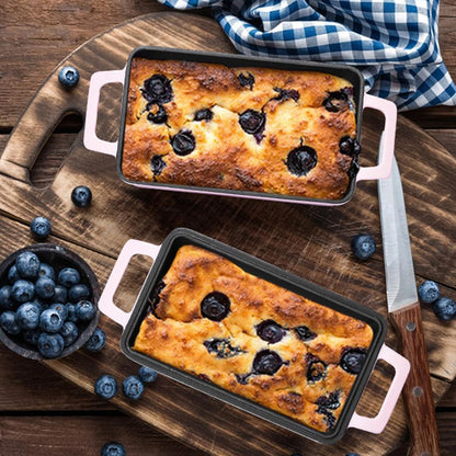 Leonyo Cast Iron Loaf Pan 2 Piece Set, 9x5 inch Enameled Cast Iron Bread Pan with Lid, 2-in-1 Homemade Sourdough Bread Dutch Oven for Pound Cake, Lasagna, Up to 500℉ & Pink