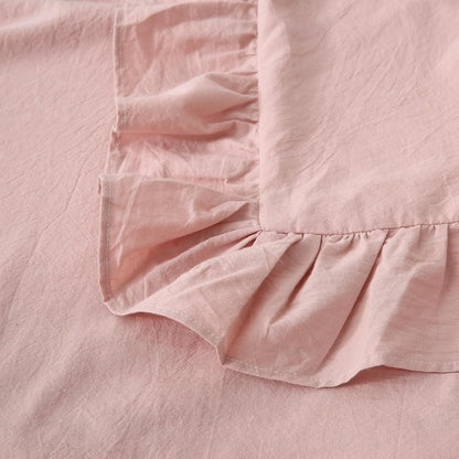 Mywinlle Ruffle Pillowcases Farmhouse Dusty Rose Throw Pillow Covers for Couch,Washed Cotton Vintage Pillow Shams for Bed, Sofa, Living Room -20"x20"