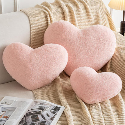 Heart Pillow, Heart Shaped Pillow for Bed Couch, Soft Decorative Heart Throw Pillow, Cute Decorate Pillows, Heart Pillows for Bedroom Living Room (Pink, Mini 12.9"x9.8")