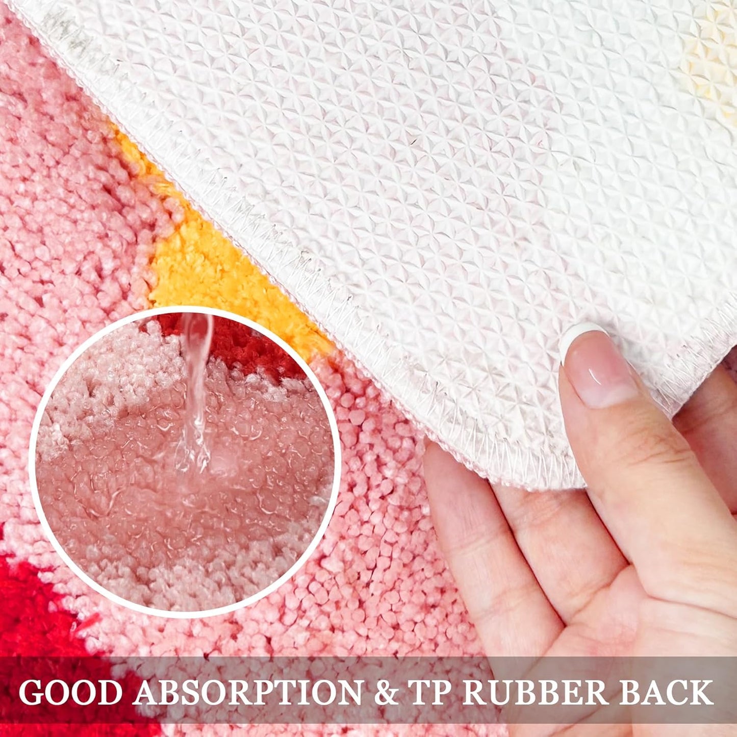 Strawberry Toilet Rug U Shaped Non Slip Washable Pink Absorbent Decor Fun Mat 24x20