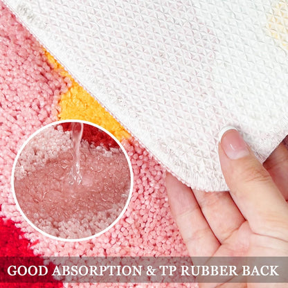 Strawberry Toilet Rug U Shaped Non Slip Washable Pink Absorbent Decor Fun Mat 24x20