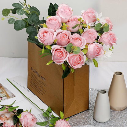 30 PCS Artificial Roses with Long Stems - Light Pink Real Touch Roses Silk Fake Flowers Bulk Realistic for DIY Floral Arrangement Wedding Bridal Bouquet Table Centerpieces Decor