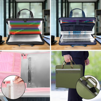 5200℉ Fireproof Document Organizer with 13 Accordion Expanding File Folder, Aluminum Foil Zipper Binder with 30 A4/Letter Sheet Protector, Binder for School Office Home Storage (Pink)