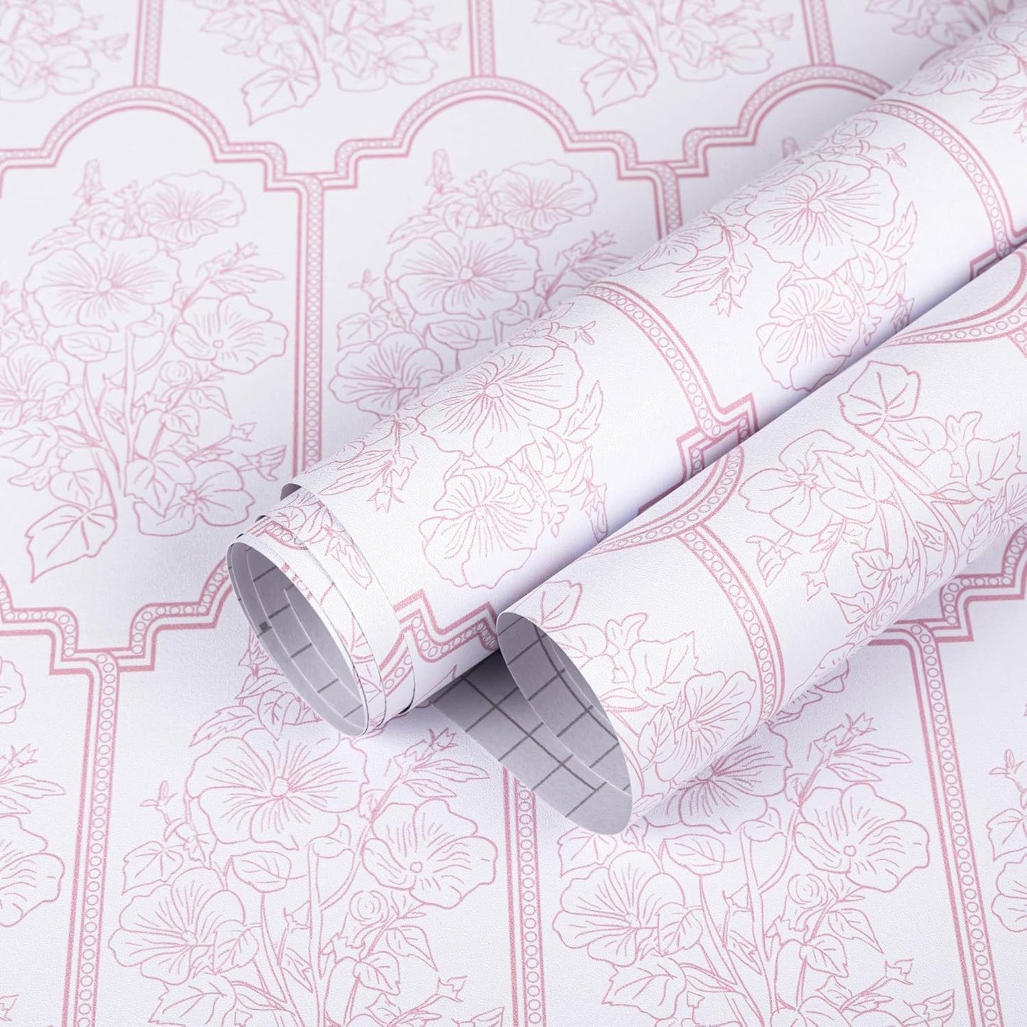 Pink Floral Peel and Stick Wallpaper Modern Boho Vintage Contact Paper for Bathroom Kitchen Removable Self Adhesive Vinyl Wall Paper Decals Waterproof Renter Friendly Wallpaper 17.5 in X 196.8 in