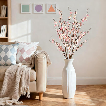 Ammyoo 4Pcs Cherry Blossom Branches Artificial Flowers for Spring Summer Indoor Decoration,Faux Long Stem Artificial Flowers for Wedding Home Office Bedroom Party Table Centerpieces Decor (Pink)