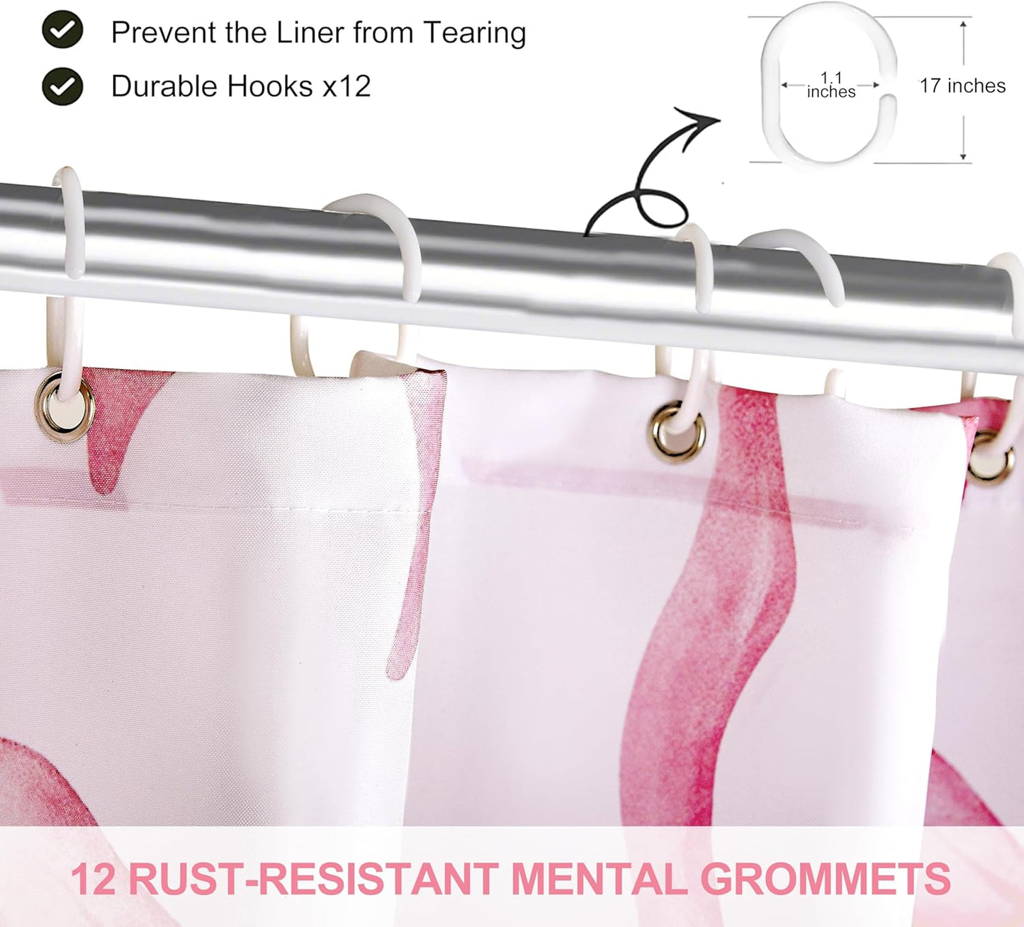 MUGINYU Girls Pink Bow Shower Curtain with Scalloped for Preppy Bathroom Decor,Cute Ruffle Girly Shower Curtains,Coquettecute Chic Aesthetic Shower Curtain Set with Hooks 72x72 Inch