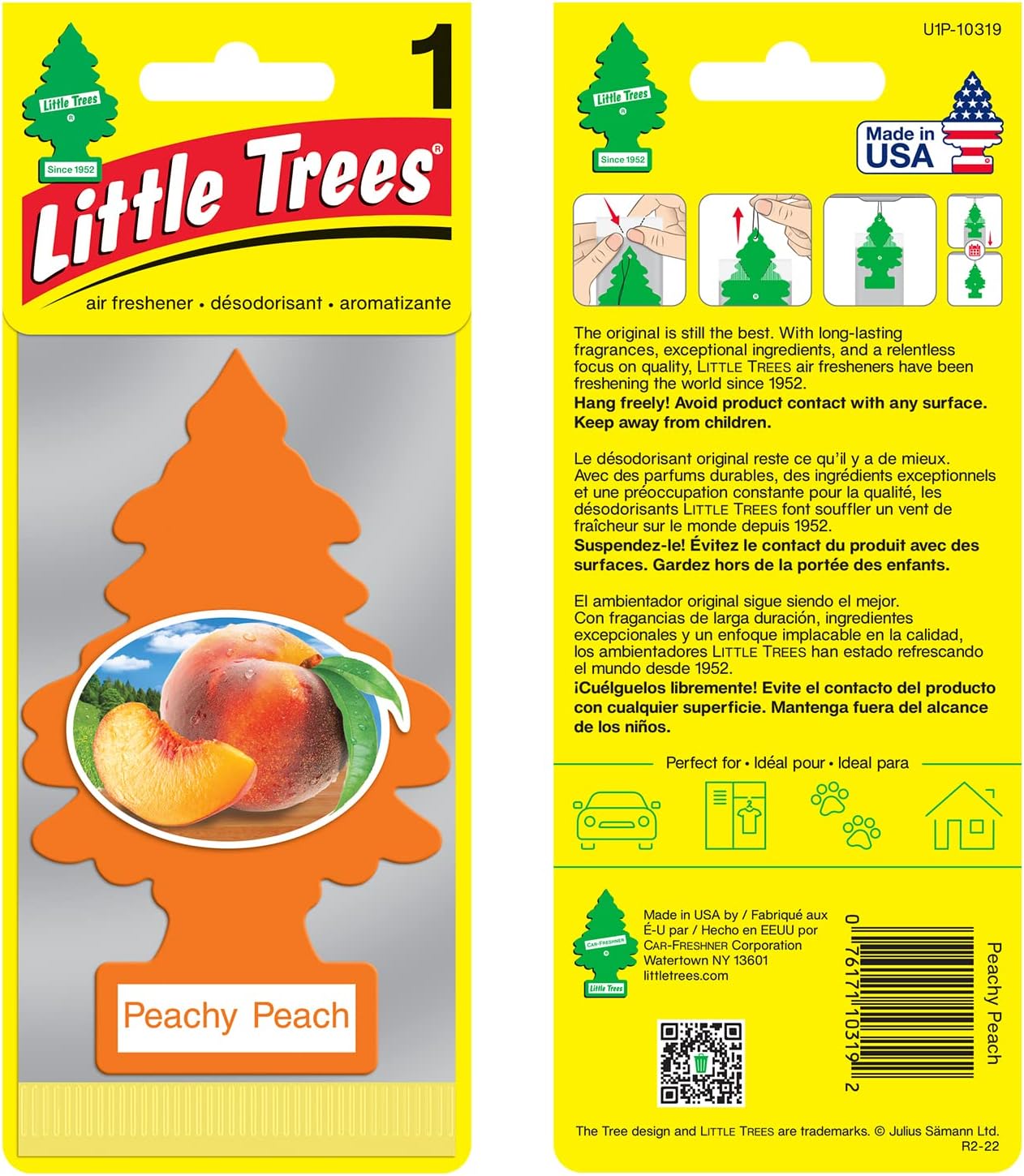 Little Trees Cardboard Hanging Car, Home & Office Air Freshener, Peachy Peach (Pack of 6)