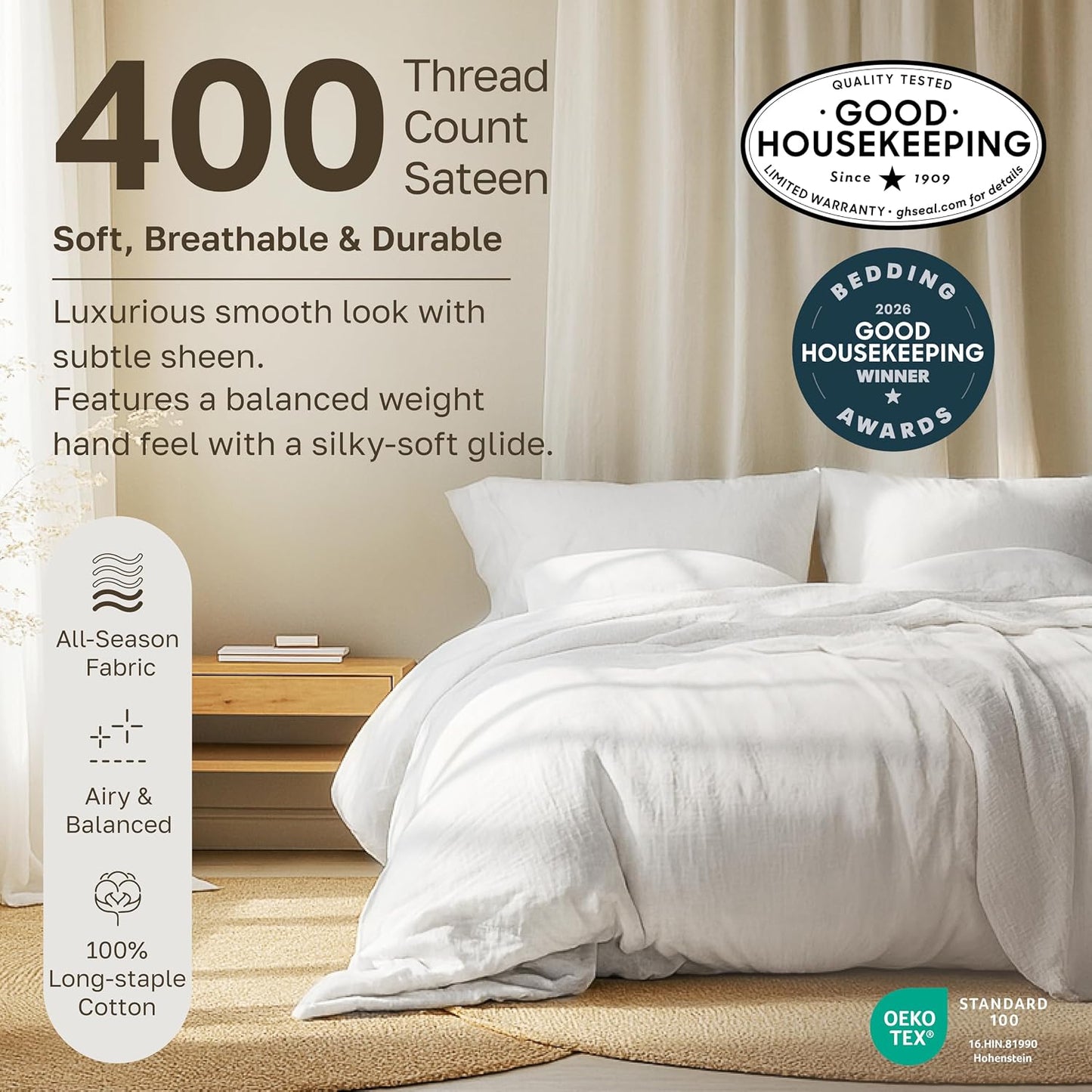 California Design Den Soft King Size 100% Cotton Sheet Sets, 400 Thread Count Good Housekeeping Award Winner, Silky Smooth Sateen Weave with Deep Pockets, Durable King Bed Sheet Set - Pink