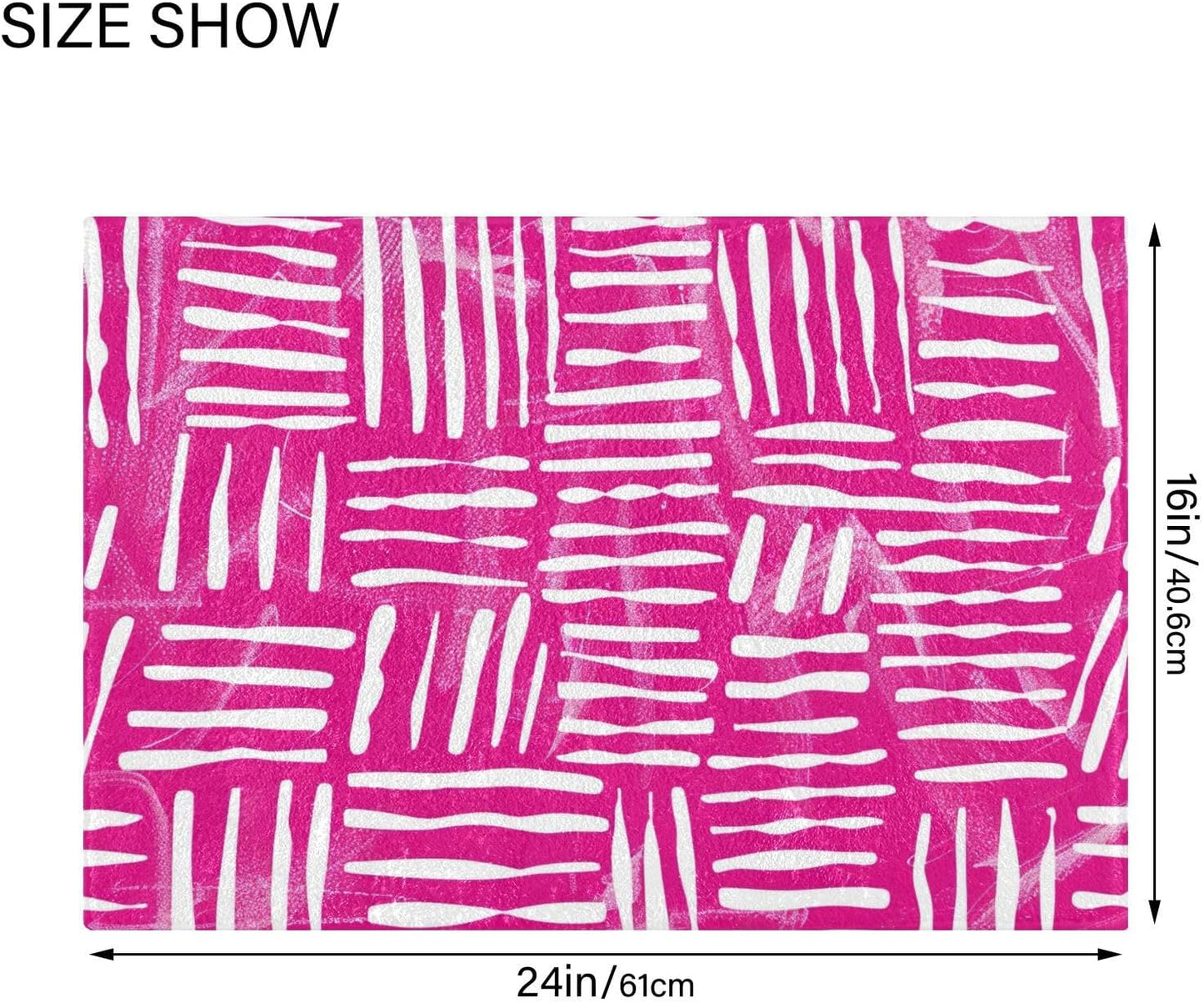 Abstract Pink Stripe Absorbent Bathroom Rug, 24''x16'' Extra Soft Thick Plush Bath Mat, Non-Slip Shaggy Bath Rug for Tub, Shower and Bath, Machine Washable
