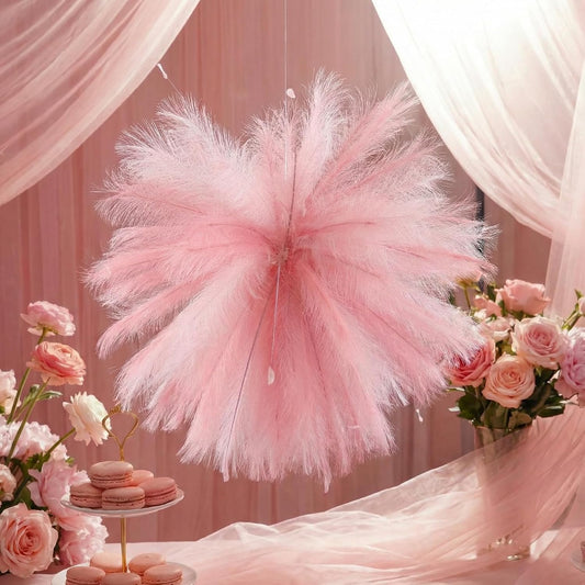 Pink Pampas Grass Party Decoration for Wedding Home Fireworks Design DIY Artificial Pampas Grass Hanging Decoration for DIY Crafts Bedroom Wedding Bridal Shower Cafe Shop Photo Props