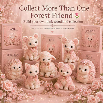 Pink Woodland Friends DIY Felt Patchwork Kit, Magic Forest Animals 3D Felt Sewing Kit DIY Creative Patchwork Art Craft for Beginner Crafters Home Decor Unique Handmade Gift，Blush Lamb