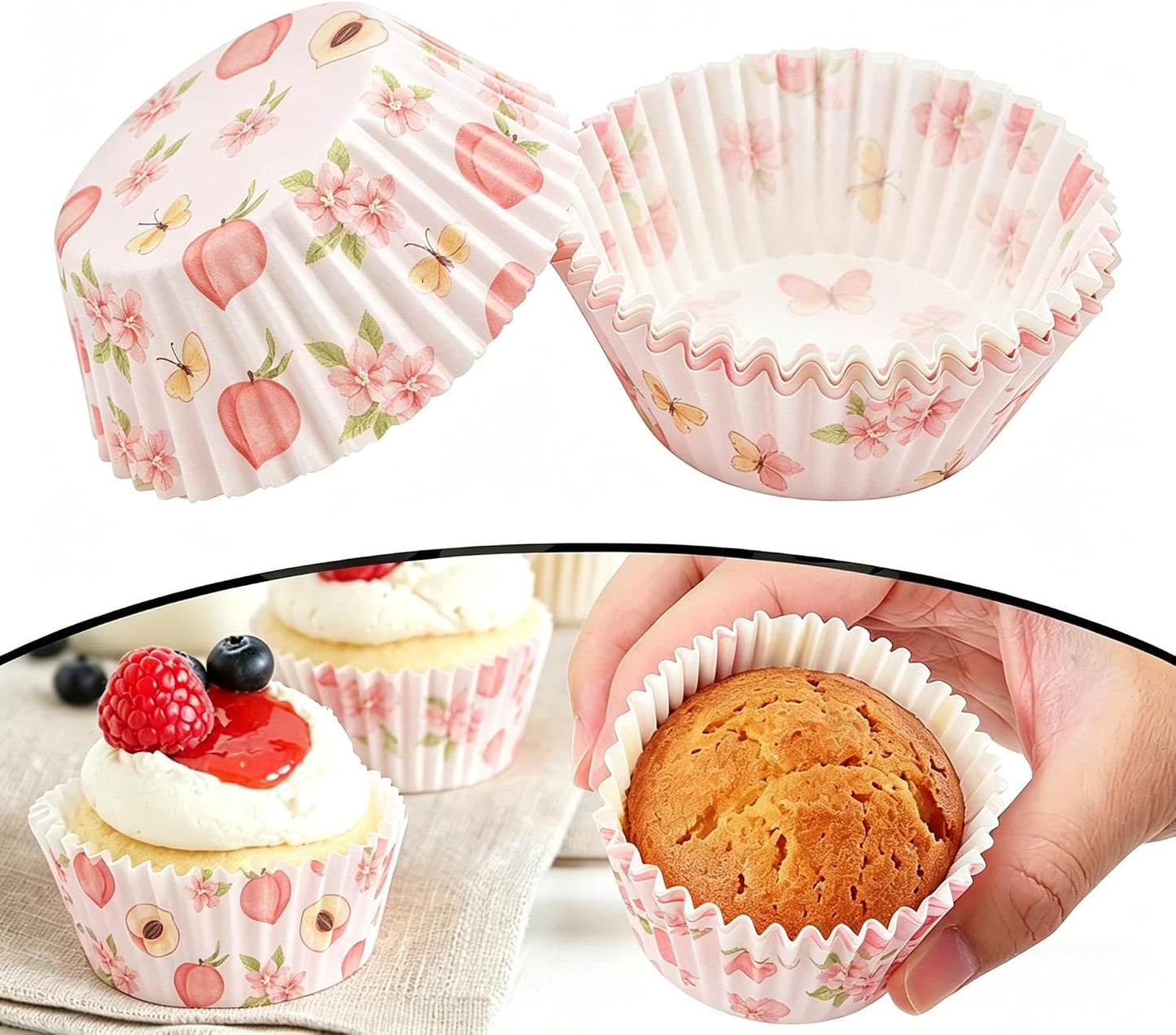 Cupcake Liners,100 pcs Muffin Liners,Cupcake Wrappers,Paper Cupcake Liners,Peach Paper Muffin Cupcake Liners,Muffin Baking Cups,Paper Baking Cups,Cupcake Papers,Standard Size 2x1.25inch