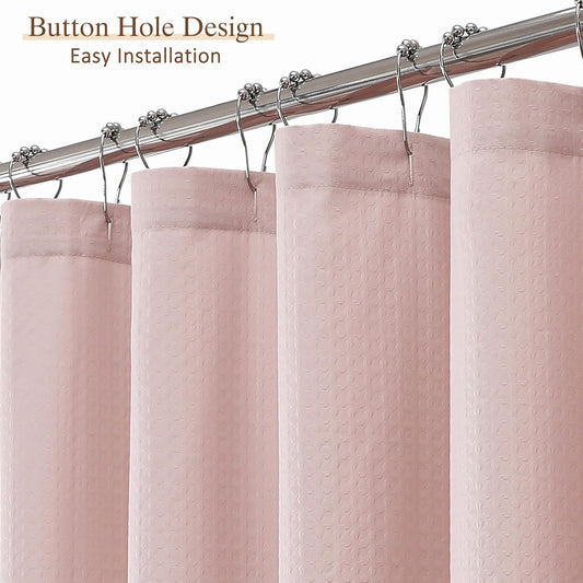 Aiyufeng Pink Shower Curtains for Bathroom，Dot Like Embossed Textured Waterproof Soft Polyester Cloth Shower Curtain，Hotel Spa Machine Washable，72Wx72L