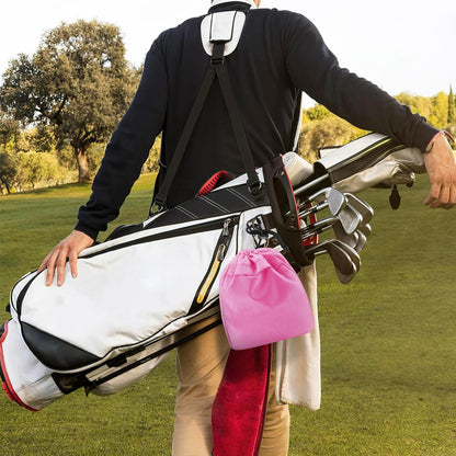 Golf Valuables Pouch,Golf Tee Pouch with Drawstrings,Nylon Golf Accessory Bag for Men & Women (Pink)