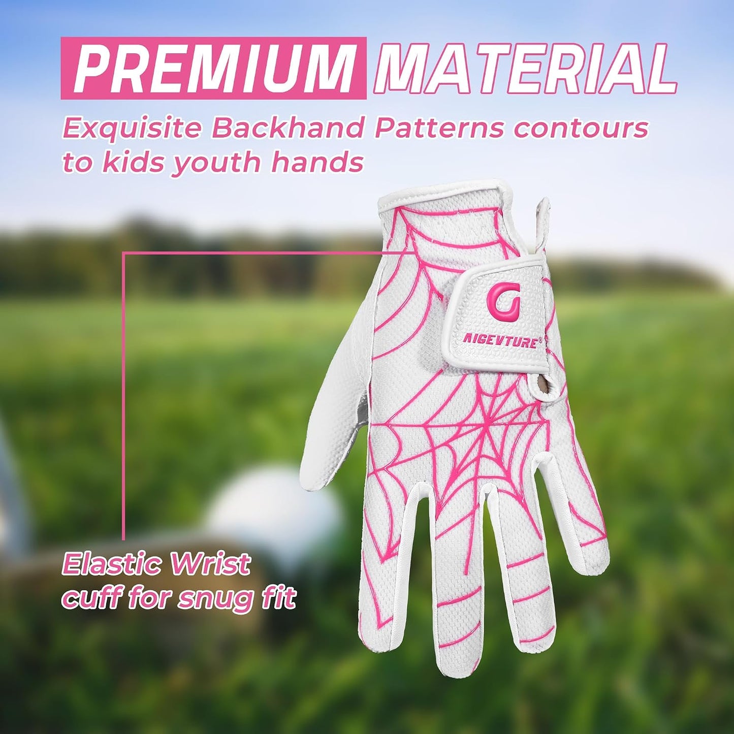 AIGEVTURE Golf Gloves Kids Junior Toddlers Left Hand Children's Premium Youth Golf Gloves Boys Girls