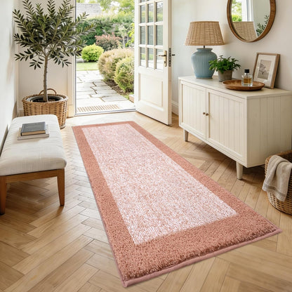 60x24 Long Bathroom Rugs Washable Non Slip, Pink Bath Mat for Bathroom Floor Tub, Soft Absorbent Quick Dry Mats for Shower, Bathtub,Home Decor