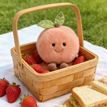Peach Plush Toy, 4.7" Funny Fruit Plushies, Soft Food Stuffed Animals Kawaii Birthday Gifts for Teen Boys