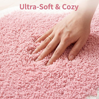 Cute Bow Shaped Bath Mat, Non Slip Coquette Bathroom Rug, Fluffy Plush Microfiber Absorbent Shower Rug, Washable Preppy Girly Decor for Bathtub Sink Bedroom Living Room, 31.5" x 20" (Light Pink)
