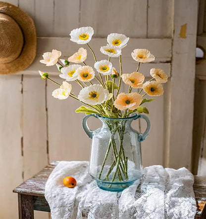 6pcs Artificial Poppy Flowers Spring Flowers Real Touch Flowers Silk Fake Poppy Flowers with Stems Faux Poppy for Home Table Centerpieces Floral Arrangement Wedding Bouquet Mixed Decoration
