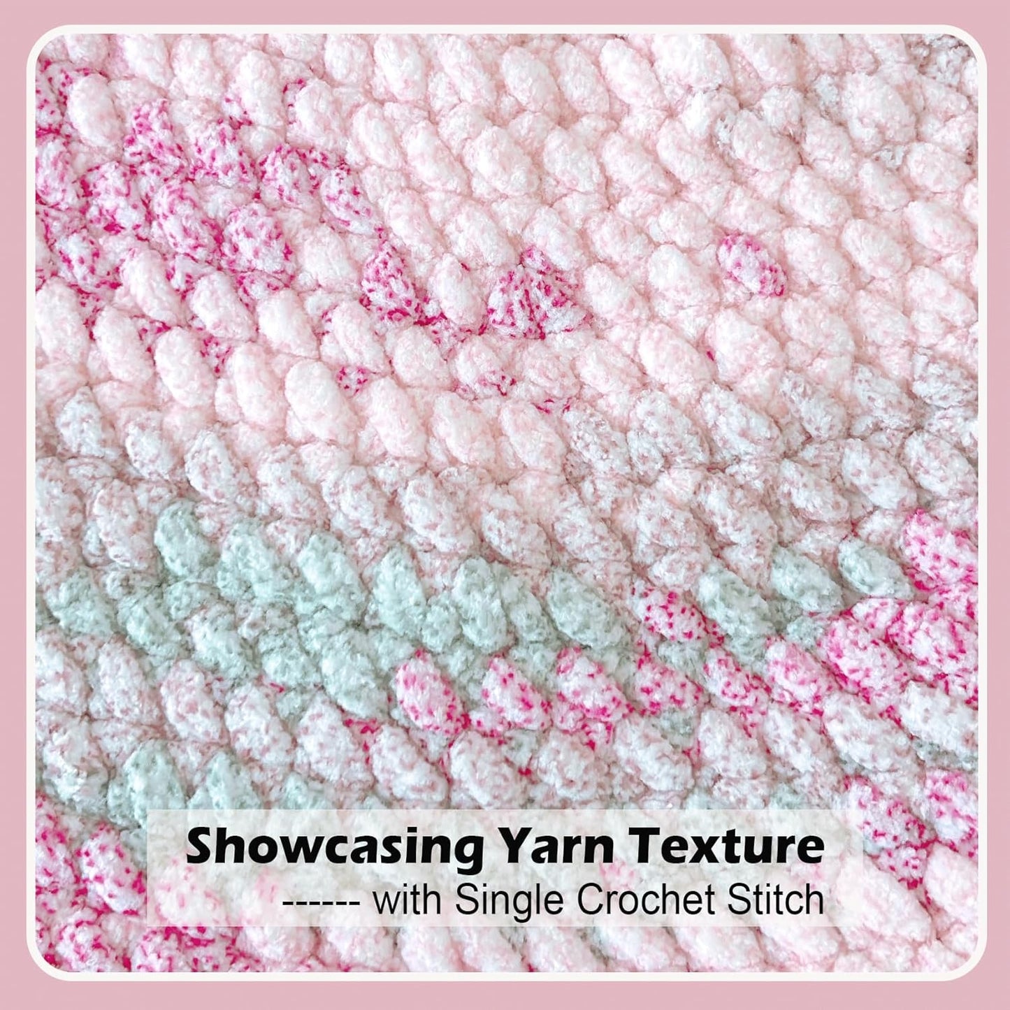 Super Soft and Cozy Chenille Yarn for Crocheting and Knitting -Easy to Crochet with-Bulky #5,3Pack of 3.5oz/93yds -Chunky Plush Yarn for Hand Craft Blanket Ammigurumi (Blush Pink)