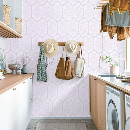Pink Floral Peel and Stick Wallpaper Modern Boho Vintage Contact Paper for Bathroom Kitchen Removable Self Adhesive Vinyl Wall Paper Decals Waterproof Renter Friendly Wallpaper 17.5 in X 196.8 in