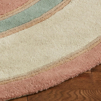 Touch of Class Elegant Corner Floral II Round Rug | Coral Peach | 7 feet 6 inches | Handcarved, Hand-Tufted, Luster Washed, Thick Pure Wool Circle Rug with Traditional Flowers
