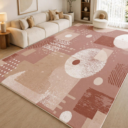 Boho Geometric 5x7 Area Rugs for Living Room, Washable Pink Abstract Geometry Large Rug, Modern Minimalism Pattern Carpet Soft Low Pile Non Slip for Bedroom Home Decor SBY360rs