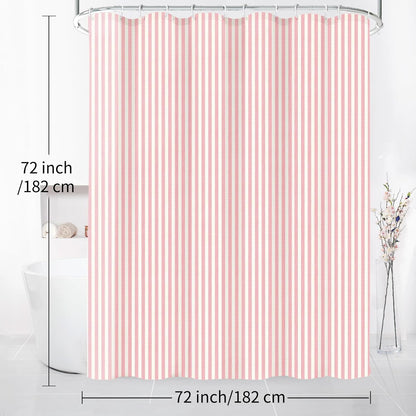 Pink White Striped Linen Cotton Waterproof Shower Curtain, Funny Stripe Shower Curtains for Bathroom Decor, Chic Fabric Cloth Shower Curtain 72" W x 72" L