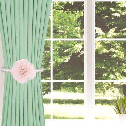 2 Pack of Pearl Magnetic Curtain Tiebacks with Handmade Flower Decorative Curtain Holdbacks Curtain Ties Magnetic Tie Backs for Curtains (2, Pink)