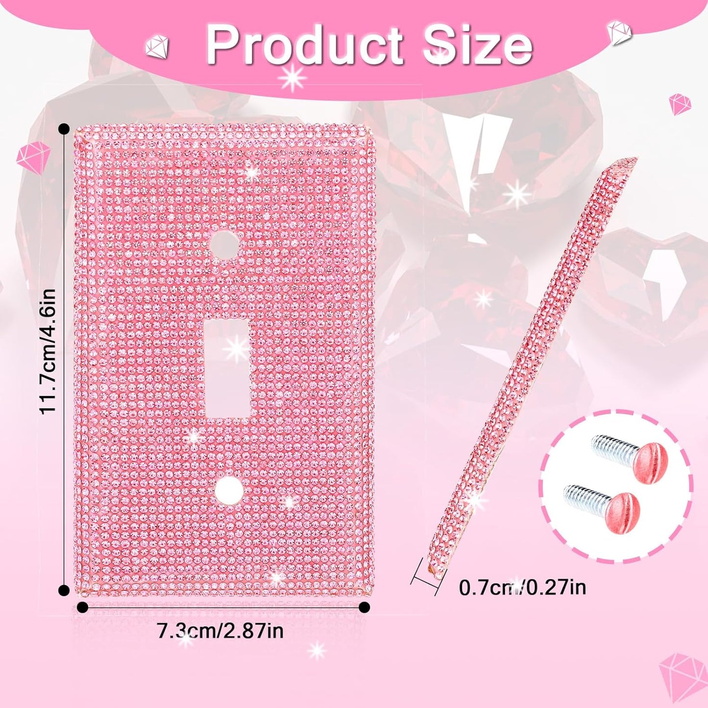 Pink Shiny Rhinestones Wall Plate Cover Bling Light Switch Cover Plate Shiny Pink Rhinestones Wall Plates Outlet Covers Light Switch Decorative Covers
