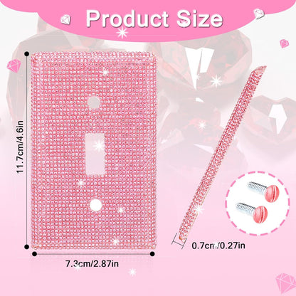 Pink Shiny Rhinestones Wall Plate Cover Bling Light Switch Cover Plate Shiny Pink Rhinestones Wall Plates Outlet Covers Light Switch Decorative Covers