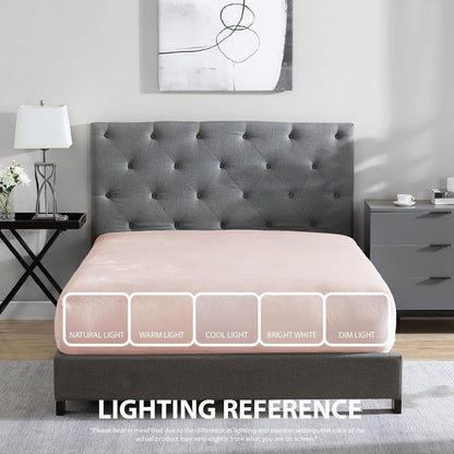 Cathay Home Twin Fitted Sheet, 12" Deep Pocket Ultra Soft Thick Plush Microfiber, All Season Cozy Warmth, Blush