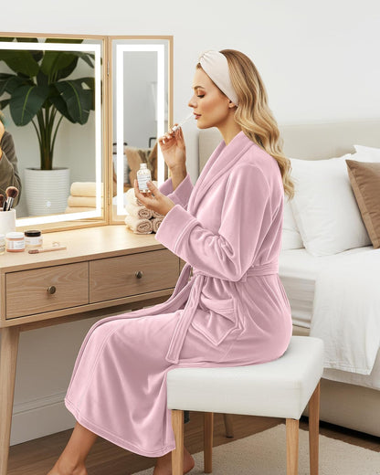 NY Threads Premium Womens Robe, Plush Fleece Long Bath Robe for Women, Fluffy Soft Women's Bathrobe