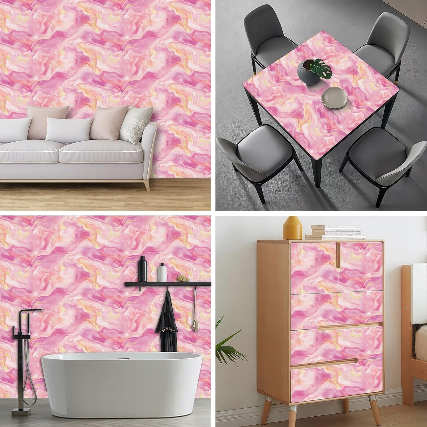 HOMETITUTE Pink Gold Marble Wallpaper Peel and Stick Contact Paper Wall Paper Stick 17.7" x 118.1" Self Adhesive Removable Vinyl Wall Covering Bedroom Kitchen Bathroom Decor
