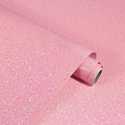 Pink Glossy Contact Paper Holographic Shiny Peel and Stick Wrapping Paper 15.7" X 80" Metallic Glitter Wallpaper Iridescent Contact Papers Modern Vinyl DIY Film for Countertops Furniture Shelf Drawer