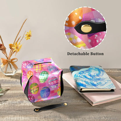 Tissue Box 1 pc Leather Tissue Box Cover 5.7 x 5.7 in Tissue Box Cover Square Car Tissue Holder for Car Bathroom Living Room Decor and Accessories Pink Checkerboard Easter Egg