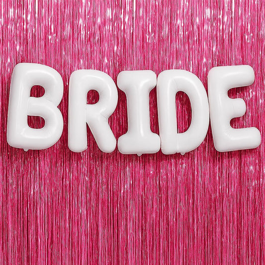 KatchOn, Bachelorette Party Decorations Set - Huge Pack of 3 | White Bride Balloons Bachelorette, Pink Backdrop Curtain | Bridal Shower Decorations, Pink Streamers Party Supplies | Wedding Decorations