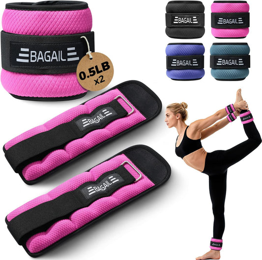 BAGAIL Ankle Wrist Weights for Women & Men, Set of 2 (Available in 0.5/1/2/3/4/5 lb Each), Wearable Leg Arm Weights with Sleek Design & Secure Fit for Walking, Running, Pilates, Home Fitness