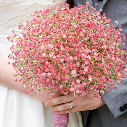 N&T NIETING Babys Breath Artificial Flowers Bulk, 15Pcs Fake Gypsophila Bouquet Flowers Real Touch Faux Babies Breath Arrangement for Wedding Floral Party Home Centerpieces Vase Decoration, Pink