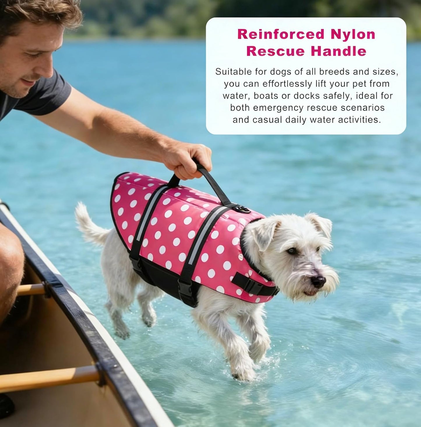 Doglay Dog Life Jacket with Rescue Handle, Dog Life Vest for Swimming Boating, Adjustable Reflective Puppy Swim Vest with Superior Buoyancy for Small Medium Large Dogs